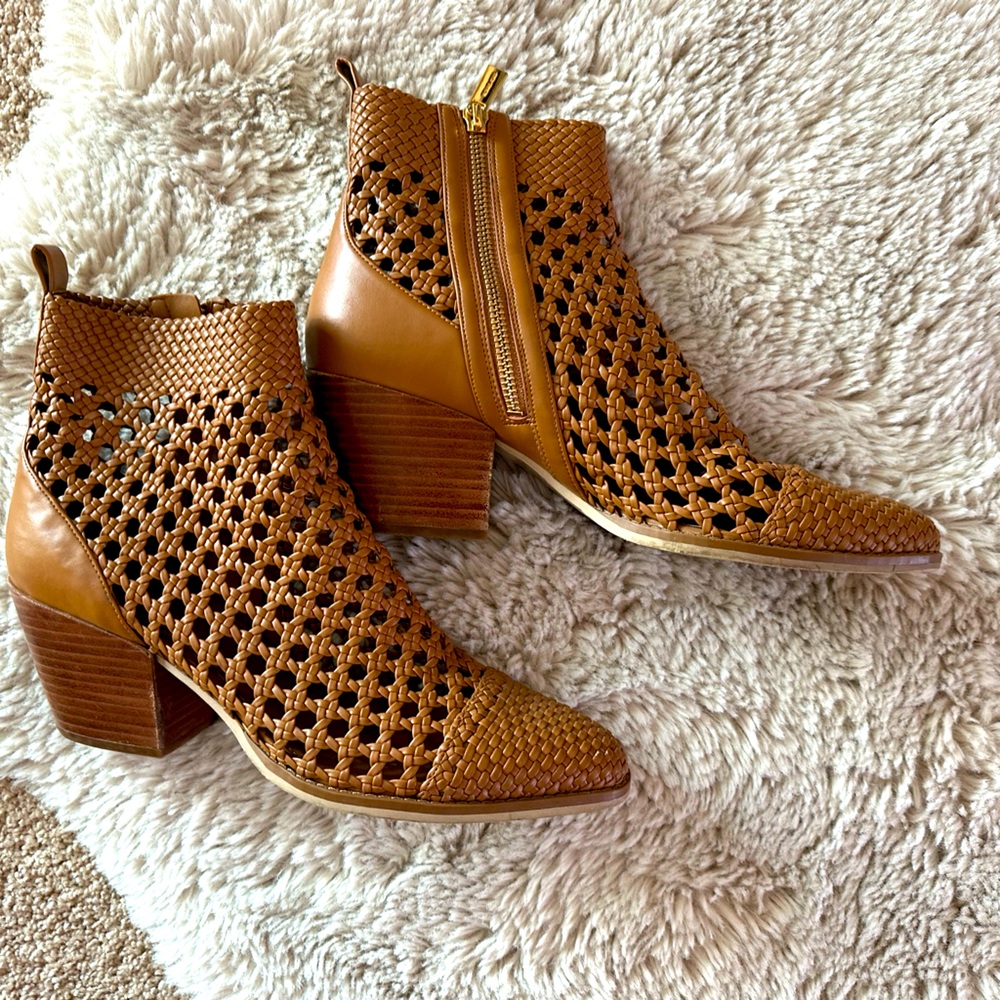 Michael Kors Augustine Woven Leather Ankle Bootie